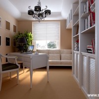 现代简约清新书房写字台效果图