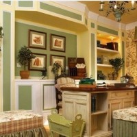美式田园乡村书房效果图