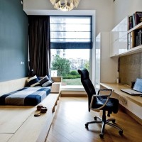 日式中性色榻榻米书房效果图