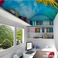 地中海中性色书房效果图