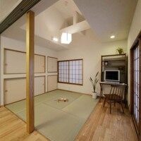 日式简约冷色卧室榻榻米效果图