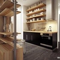 现代厨房橱柜隔断小户型实景图