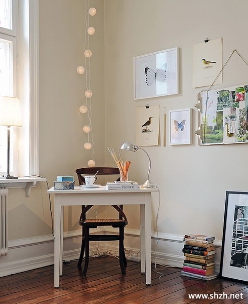 现代书房写字台背景墙实景图