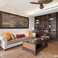 古典中式客厅沙发茶几装饰画实景图