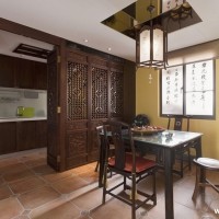 古典中式餐厅厨房橱柜餐桌实景图