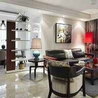 简约客厅沙发茶几实景图