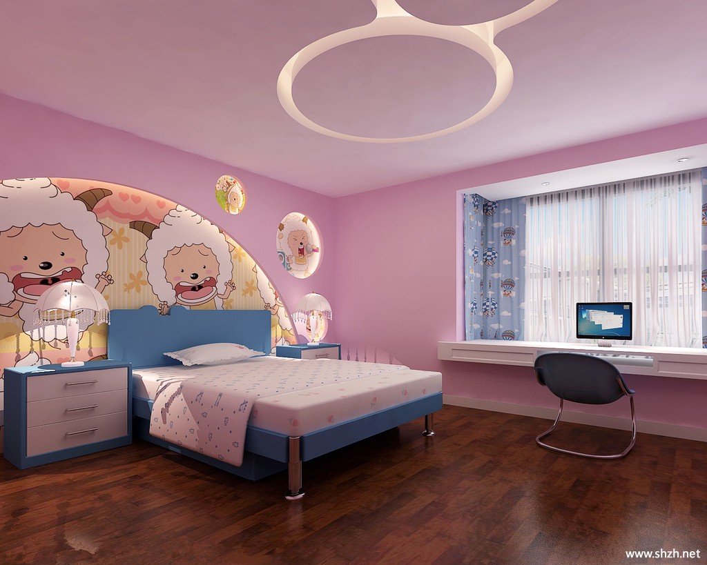 装修图库 儿童房 相关标签 儿童房/卧室床/粉色系/喜羊羊主题 相关