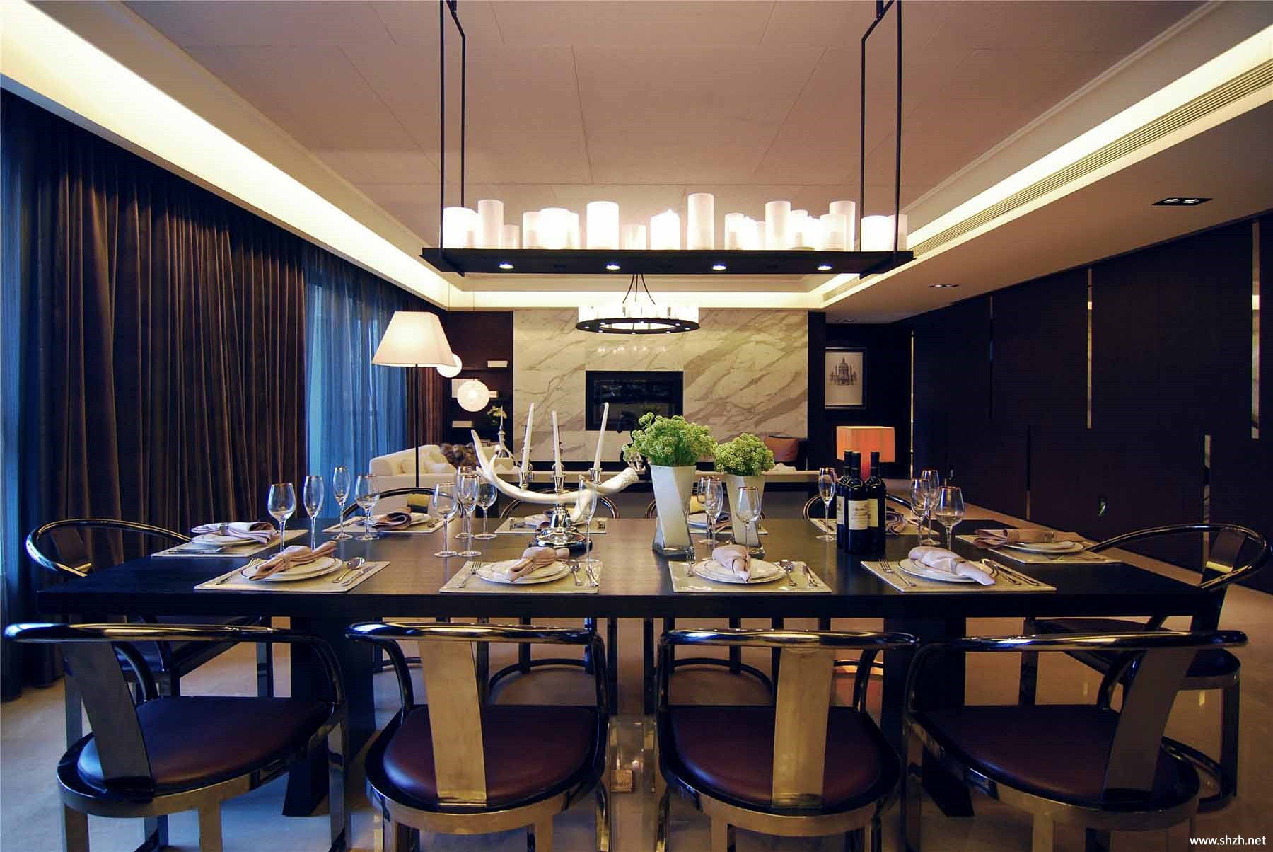 现代客厅餐桌效果图-上海装潢网