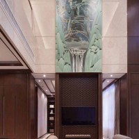 中式客厅沙发茶几背景墙效果图