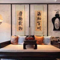 中式榻榻米背景墙效果图