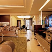 欧式大户型客厅沙发背景墙