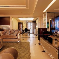 欧式大户型客厅沙发背景墙