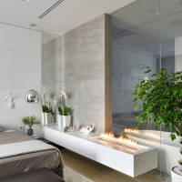 现代简约卧室隔断实景图