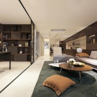 现代简约复式客厅与书房图片