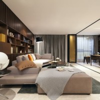 现代简约复式客厅与书房图片