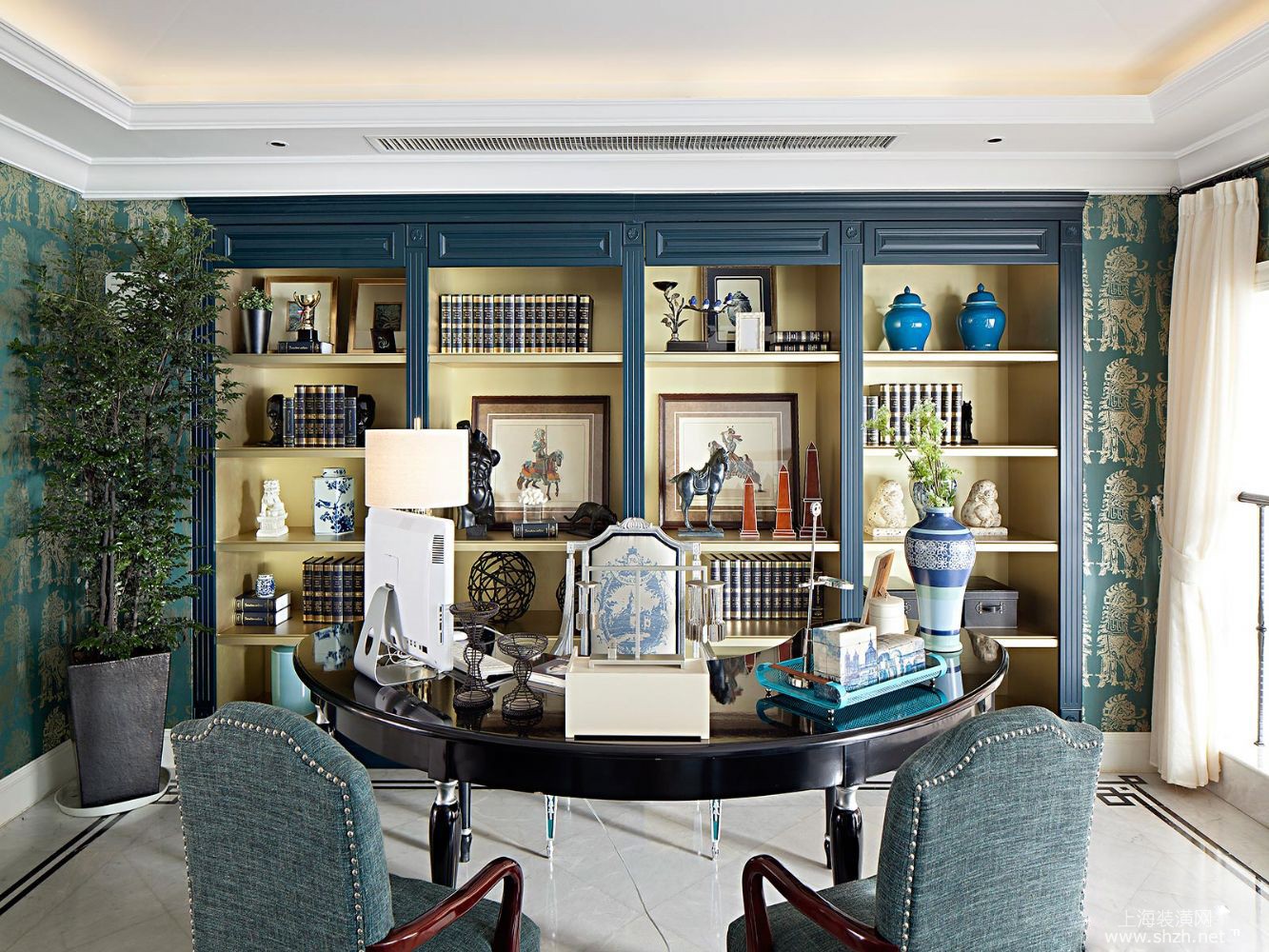 地中海混搭别墅书房装饰