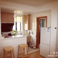 50平清新原木爱的小屋厨房全貌