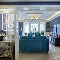 170平地中海风格客厅侧面效果图
