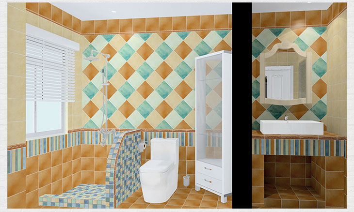 劳伦斯瓷砖地中海仿古砖蜜蜂款厨房卫生间瓷砖瓷质彩色墙砖地砖