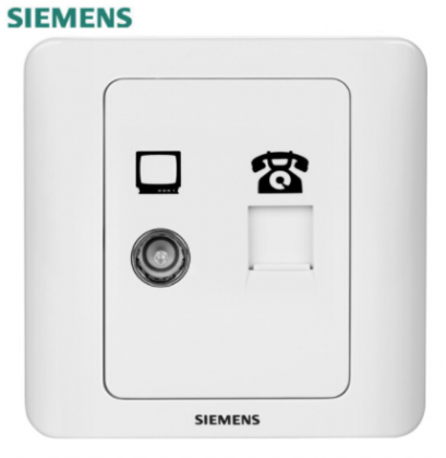 西门子（SIEMENS） 西门子开关插座面板 远景雅白色二位弱电 电视+电话