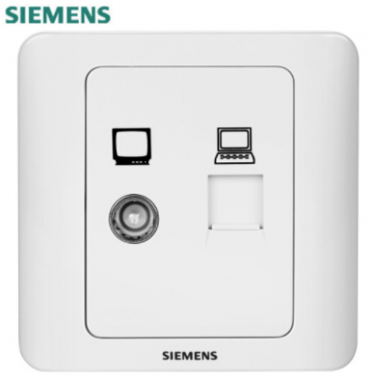西门子（SIEMENS） 西门子开关插座面板 远景雅白色二位弱电 电视+电脑