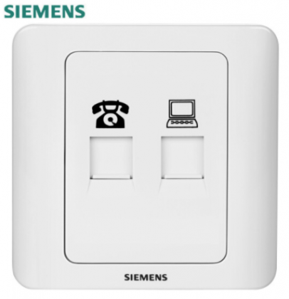 西门子（SIEMENS） 西门子开关插座面板 远景雅白色二位弱电 电话+电脑