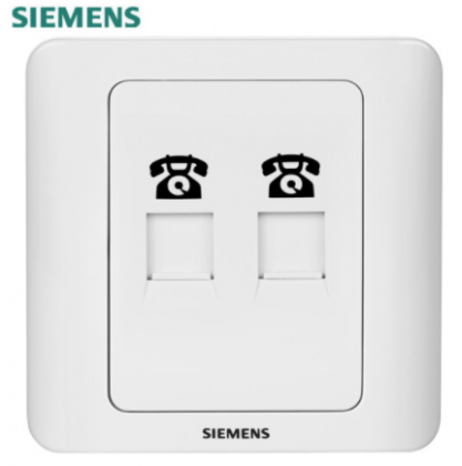 西门子（SIEMENS） 西门子开关插座面板 远景系列雅白色电话插座 双电话插座