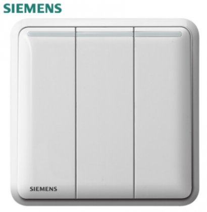 西门子（SIEMENS） 西门子开关插座面板 皓睿系列玉釉雅白开关系列 官方旗舰店 三开单控（带荧光）