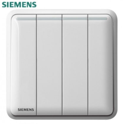 西门子（SIEMENS） 西门子开关插座面板 皓睿系列玉釉雅白开关系列 官方旗舰店 四开双控（带荧光）