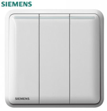 西门子（SIEMENS） 西门子开关插座面板 皓睿系列玉釉雅白开关系列 官方旗舰店 三开单控（带荧光）