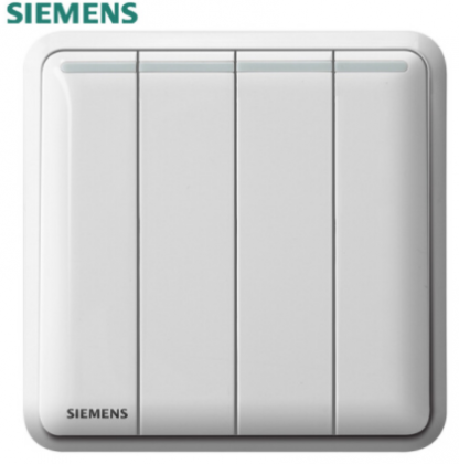 西门子（SIEMENS） 西门子开关插座面板 皓睿系列玉釉雅白开关系列 官方旗舰店 四开单控（带荧光）
