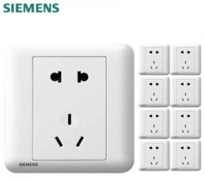 西门子（SIEMENS） 西门子开关插座面板 皓睿系列玉釉白插座 官方旗舰店 五孔10只装