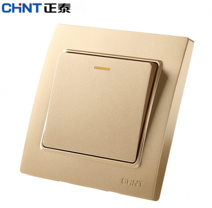 正泰（CHNT） 正泰电工 钢架墙壁开关 NEW7L内嵌钢架香槟色 一开双控开关