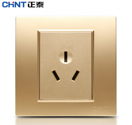 正泰（CHNT） 正泰 钢架墙壁开关插座 NEW7L香槟金色 墙面插座 五孔插座 三孔16A