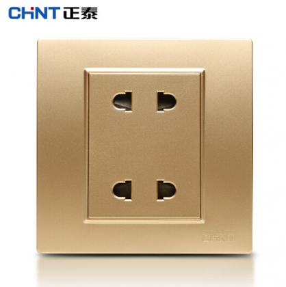 正泰（CHNT） 正泰 钢架墙壁开关插座 NEW7L香槟金色 墙面插座 五孔插座 四孔插座