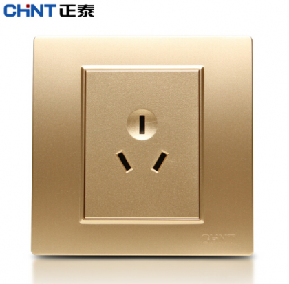 正泰（CHNT） 正泰 钢架墙壁开关插座 NEW7L香槟金色 墙面插座 五孔插座 三孔10A