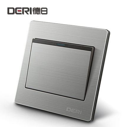 deri德日拉丝v8银色金属拉丝墙壁开关插座所有型号都在内开关面板一开