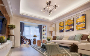 仁恒滨江苑美式混搭风格设计-图片