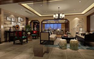 佘山560平别墅新中式装修设计-效果图