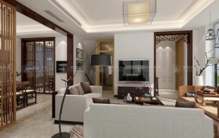 汤臣湖庭花园275平别墅装修新中式设计-效果图