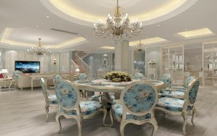 松江九龙仓兰宫300平别墅简欧风格设计-效果图