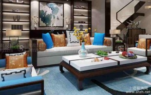 正荣国领180平叠加别墅新中式风格-效果图