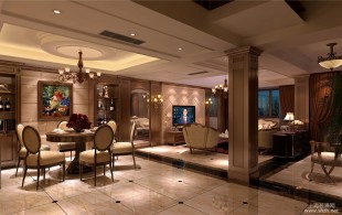 莱茵美墅别墅装修美式风格设计-效果图
