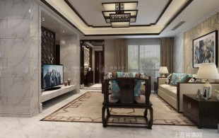 绿岛阳光苑318平别墅新中式-效果图