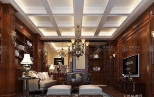 长泰西郊298平别墅装修美式风格设计-效果图