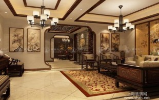 晶苑四季御庭别墅装修新中式设计-效果图