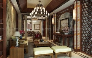 飘鹰锦和花园别墅装修新中式设计-效果图
