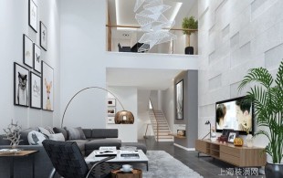 莘庄南郊别墅550㎡北欧风格装修-效果图