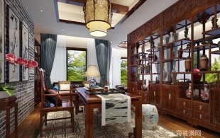 东源丽晶660㎡独栋别墅中式装修-效果图