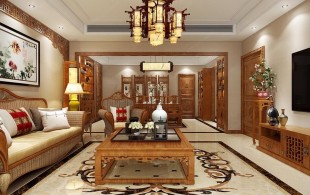 浦东唐镇仁恒东郊花园大平层中式-效果图